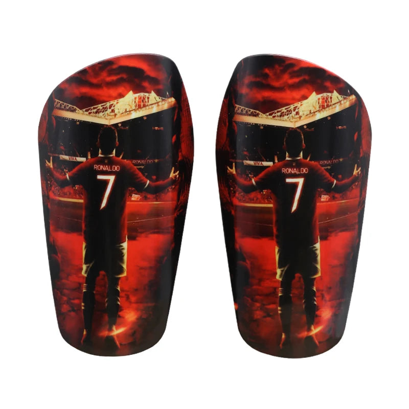 1 Pair 7# Football Player Print Soccer Shin Guards, Lightweight Shockproof Leg Protector for Football Training