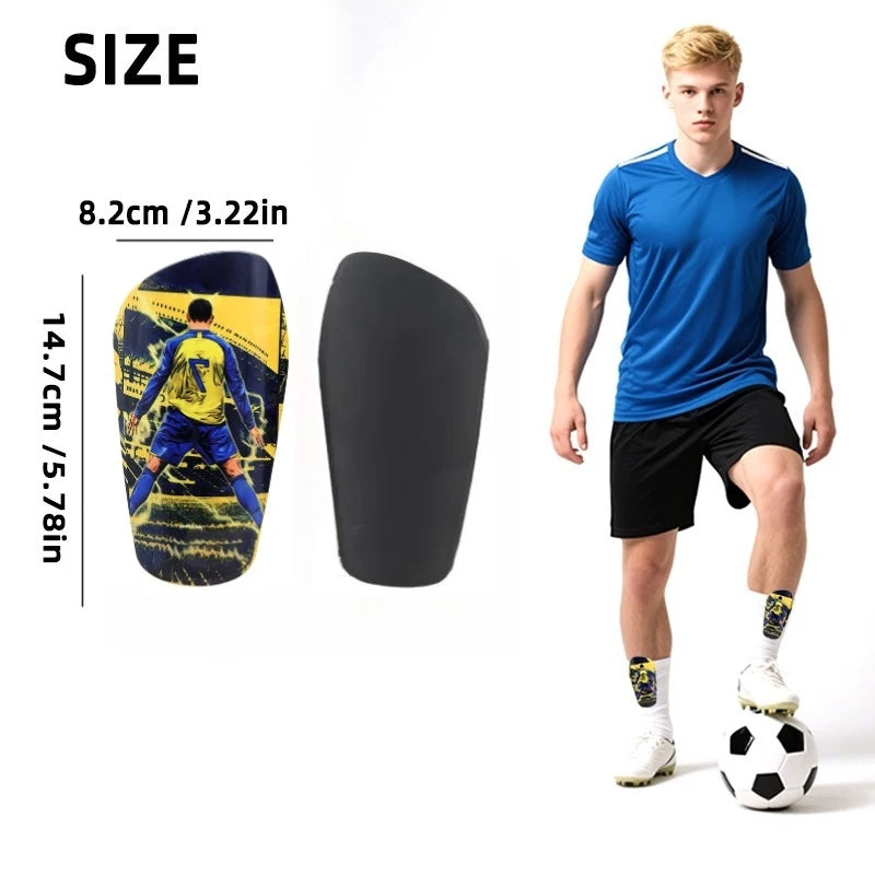 1 Pair 7# Football Player Print Soccer Shin Guards, Lightweight Shockproof Leg Protector for Football Training