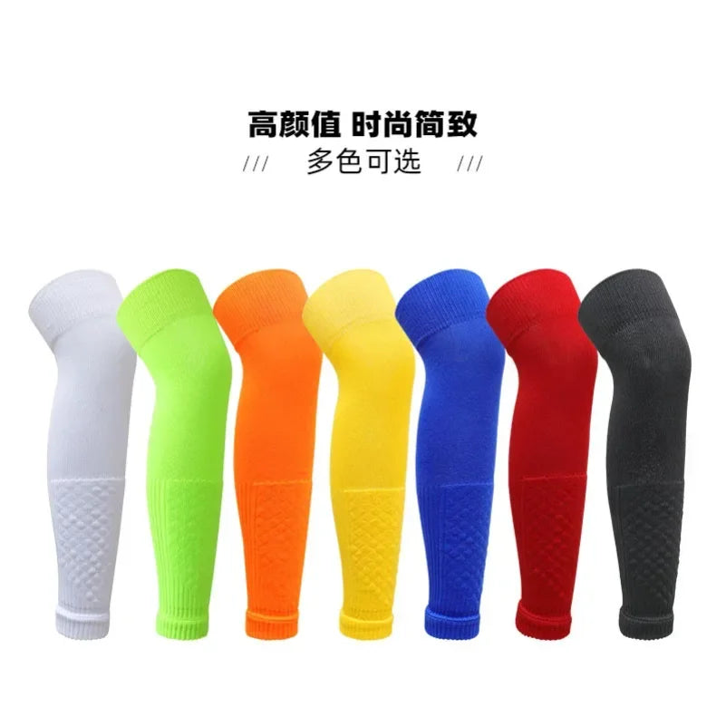 Men's Leg Warmers Over Knee Sports Socks Adults Elastic Soccer Shin Guard Calf Socks Kid's Leg Cover Football Brace Socks