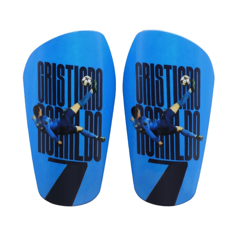1 Pair 7# Football Player Print Soccer Shin Guards, Lightweight Shockproof Leg Protector for Football Training
