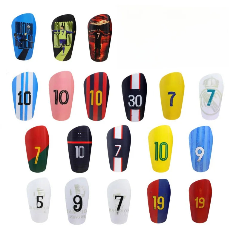 1 Pair 7# Football Player Print Soccer Shin Guards, Lightweight Shockproof Leg Protector for Football Training