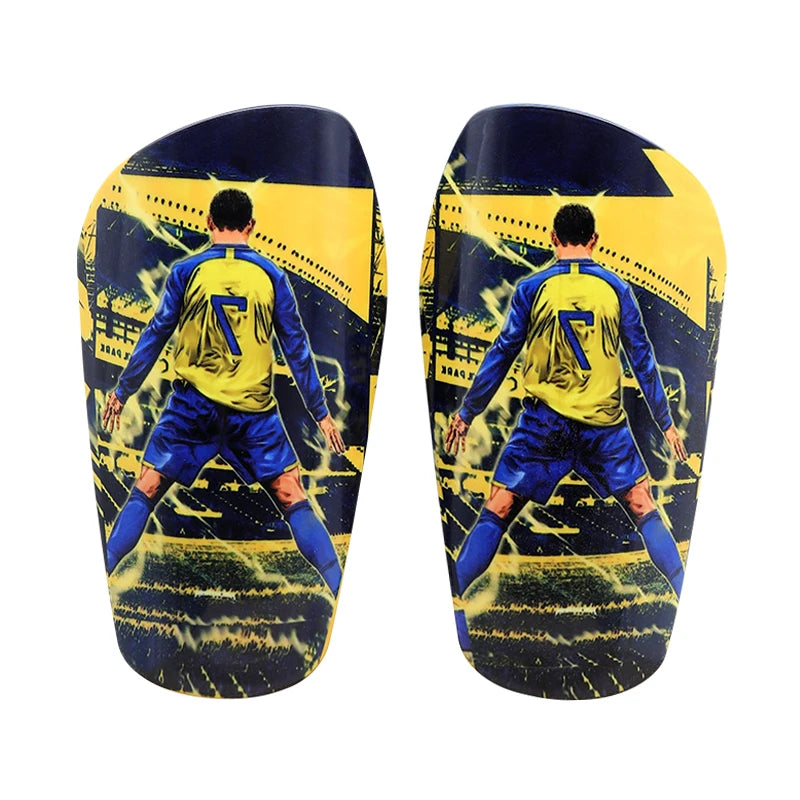 1 Pair 7# Football Player Print Soccer Shin Guards, Lightweight Shockproof Leg Protector for Football Training