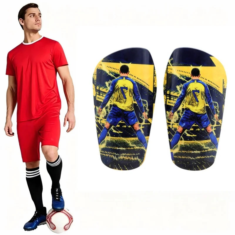 1 Pair 7# Football Player Print Soccer Shin Guards, Lightweight Shockproof Leg Protector for Football Training