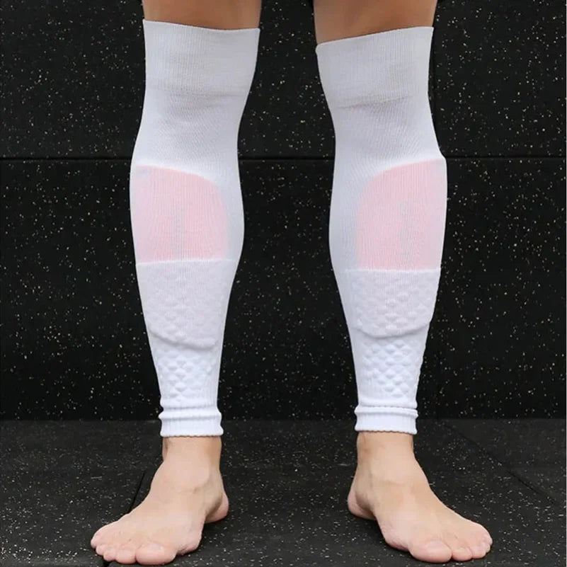 Men's Leg Warmers Over Knee Sports Socks Adults Elastic Soccer Shin Guard Calf Socks Kid's Leg Cover Football Brace Socks